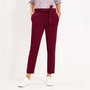 LOFT Devin Tie Waist Slim Pants in Red